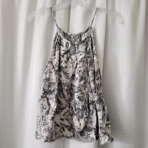 Small Fabletics Gray White Color Splash High Neck Tank Top